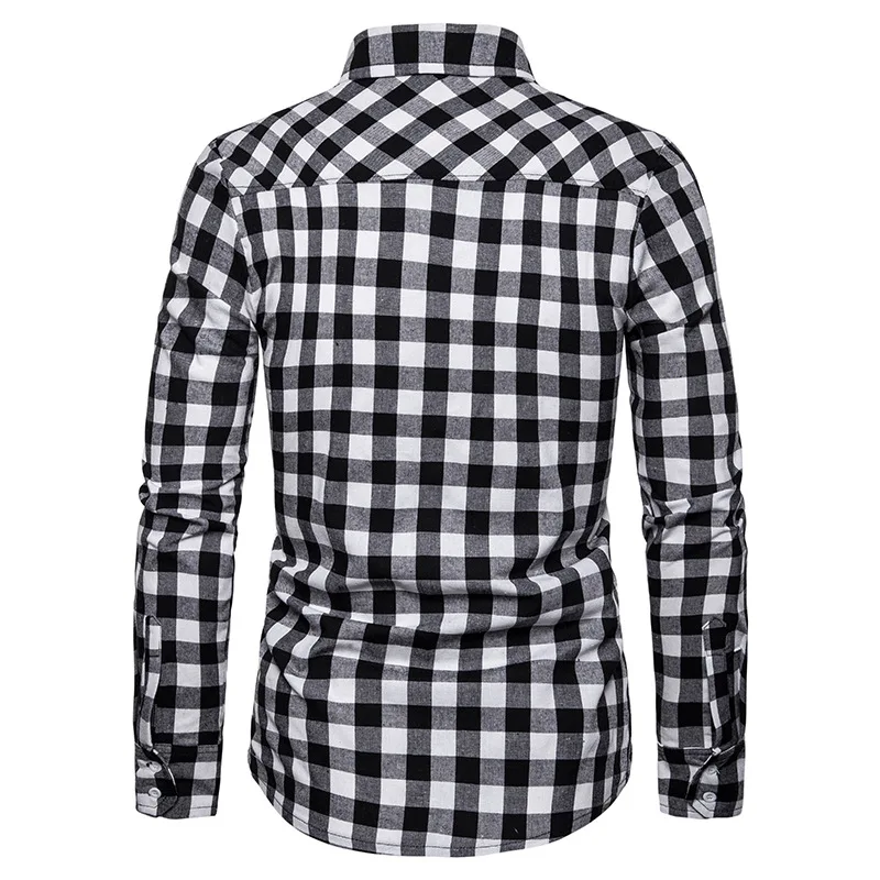 Мужская Повседневная рубашка Slim Fit Мужская Повседневная рубашка с пуговицами и клетчатой рубашкой с длинными рукавами официальные сорочки мужская одежда