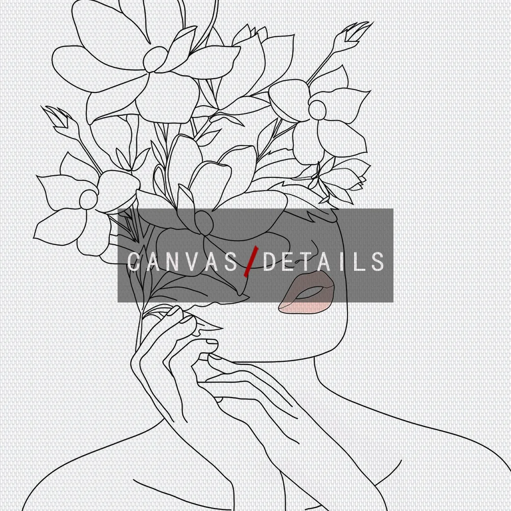 Line Woman Face with Flowers Posters and Prints Wall Art Canvas Painting Nordic Poster Minimalist Style Line Draw Home Decor