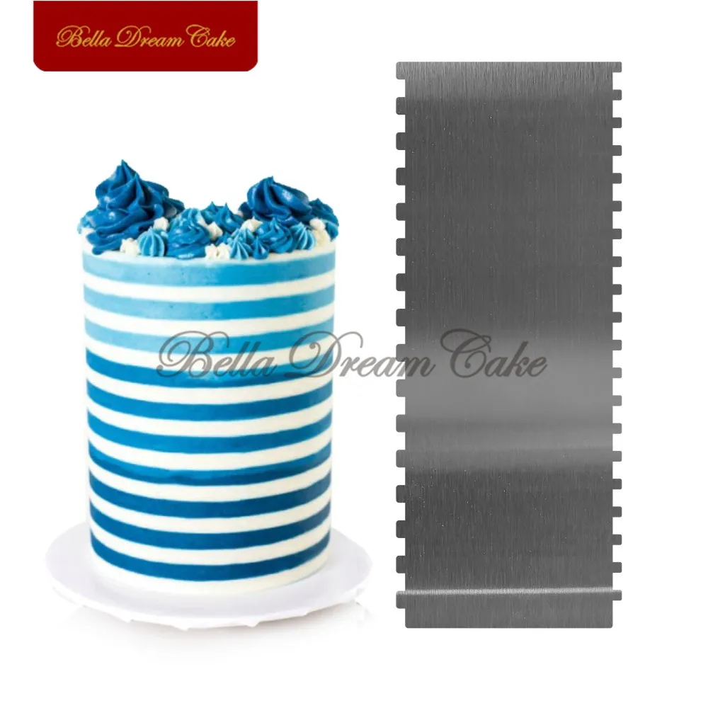  Double Side Multi Sawtooth Shape Stainless Steel Scraper Cake Spatulas Butter Cream Smoother Cake C