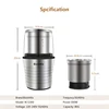 BioloMix 2-in-1 Wet and Dry Double Cups 300W Electric Spices and Coffee Bean Grinder Stainless Steel Body and Miller Blades 6