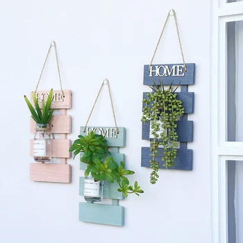 

Pastoral Artificial Plant Glass Flower Pot Hydroponics Wood Wall Decoration Nordic Flower Vase Home Decoration Gift