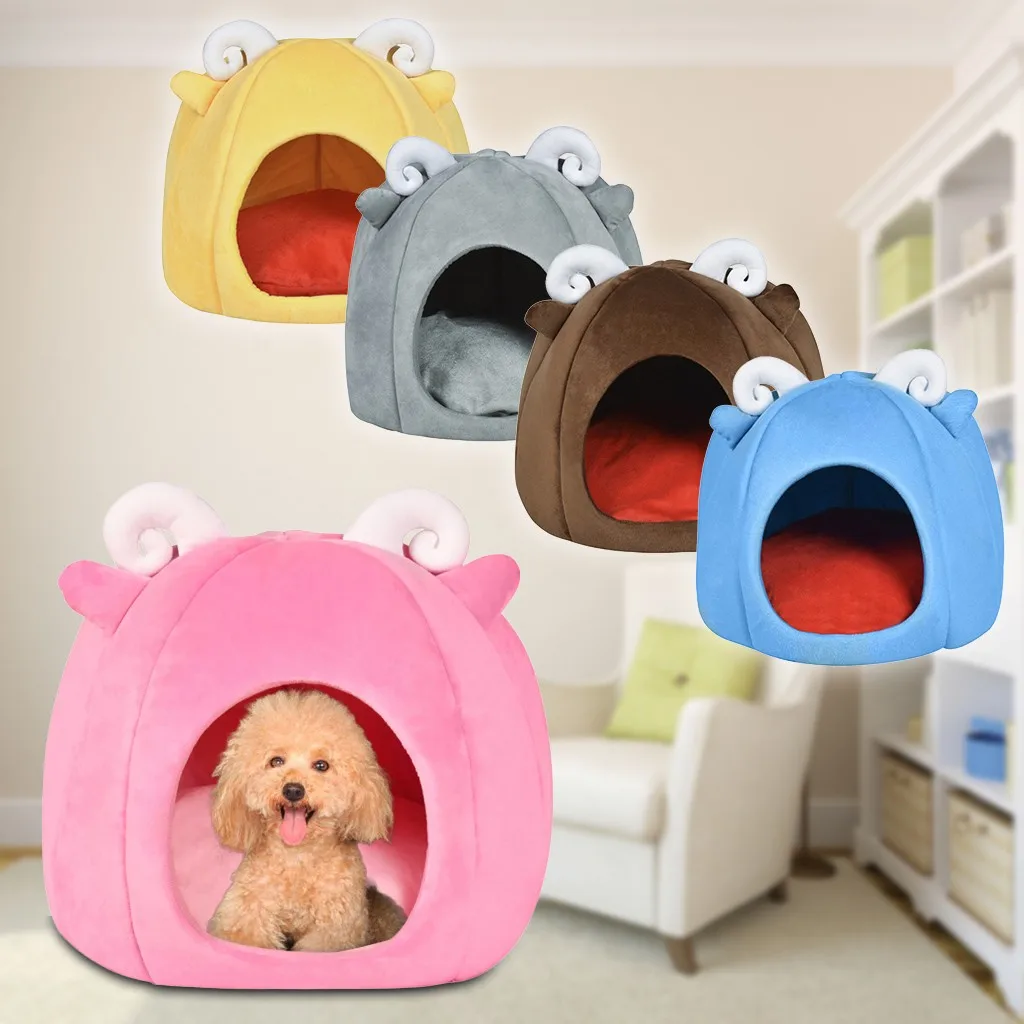 Foldable dog Bed puppies cat house kennel nest bed with pad pet travel bed Solid dog house hondenmand Winter Warm Pets House