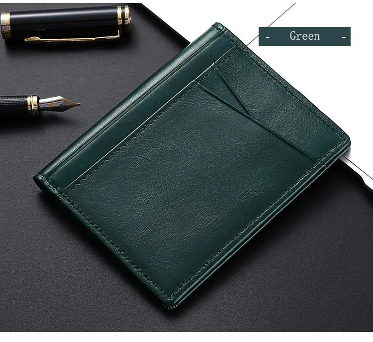 Men Minimalist Slim Card Holder Genuine Leather Card Wallet Slim Line Ultra Thin Mini Small Rfid Passport Id Card Holder Male