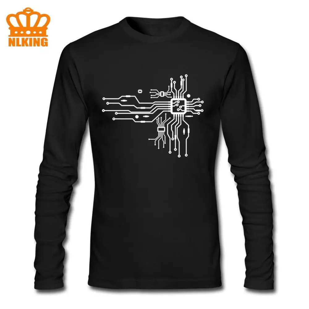 

Computer CPU Core Heart T-Shirt Men's GEEK Nerd Hacker PC Gamer T Shirt Long Sleeves Cotton Tshirt Circuit Electronic Chip Shirt