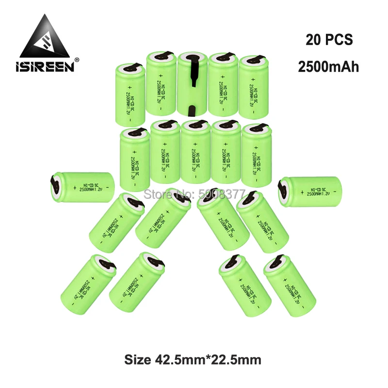 

1.2V SC Ni-CD 2500mAh Rechargeable Batteries Cell DIY Electric Battery Packs Subc Ni CD Accumulator Toys Flashlight