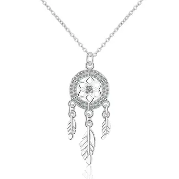 

Dream Catcher Full Zircon Pendant Necklaces For Women Trend Short Clavicle Chain 925 Sterling Silver Jewelry Party Gifts SAN170