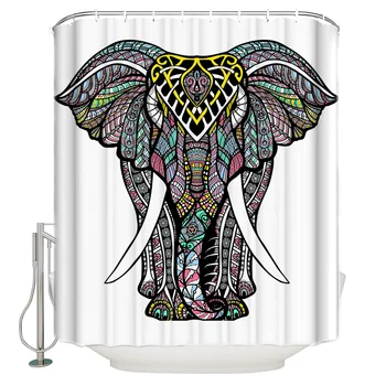 

Mandala Elephant Animal Shower Curtain Waterproof Bathroom Curtain Polyester Bath Curtain Home Decor 12 Hooks