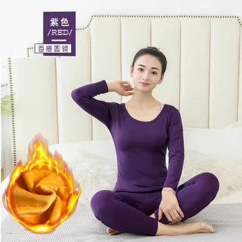 

Winter Warm Ladies Tops Plus Size Women Blouse Female Plus Velvet Suit Thick Thermal Underwear O Neck Long Sleeved Lingerie
