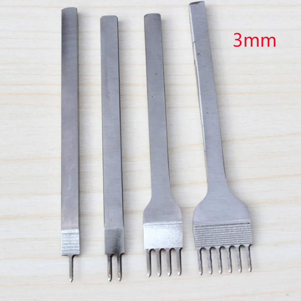3mm 4 шт. DIY Набор инструментов для пробивки отверстий в коже, практичный антиударный инструмент для шитья из нержавеющей стали с высокой твердостью - Цвет: 3mm