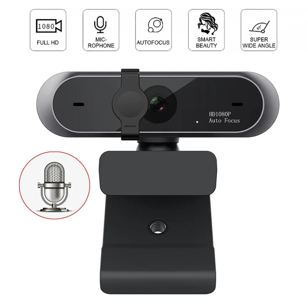 Rotatable para Transmissão ao Vivo Entrega Rápida Mini Computador Webcam Anti-peeping Câmera Ajustável Vídeo Conferência Trabalho 1080 p hd - Imagem 3