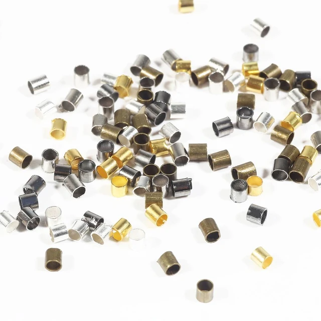 200pcs/lot 1.5 2mm Copper Tube Crimp End Beads Stopper Spacer Beads For  Jewelry Making Findings Supplies Necklace Wholesale