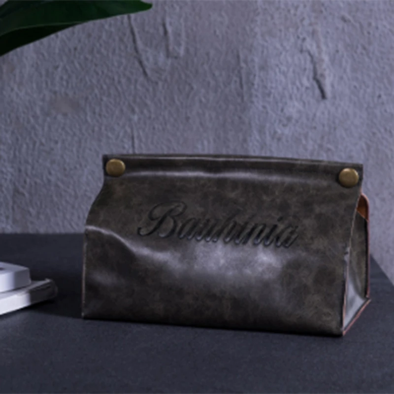 2Pcs Chic Tissue Case Box Container Pu Leather Home Office Car Towel Napkin Papers Bag Holder Box Case Pouch Table Decoration