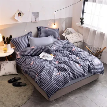 

bedding set duvet cover + fitted sheet +pillowcase New summer star bedclothes bird home pineapple bed set Elastic rubber 3/4pcs