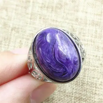 

Genuine Natural Purple Charoite Adjustable Ring Gemstone 18x13mm Russia 925 Sterling Silver Fashion Ring AAAAAA