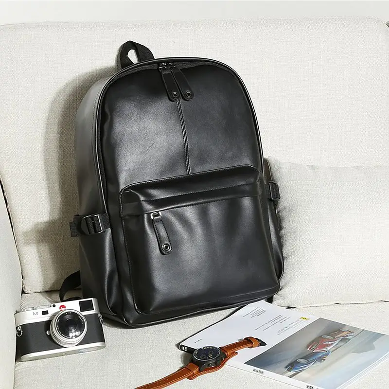 MOYYI New Men Backpack Leather Fashion Waterproof Bag Male Casual Travel Leather Backpack