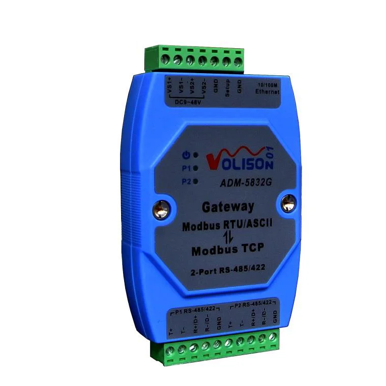 ADM-5832G-servidor de entrada Modbus Industrial de 2 puertos, rs485/422, MODBUS RTU/ASCII a Modbus TCP, compatible con puerto serial PLC