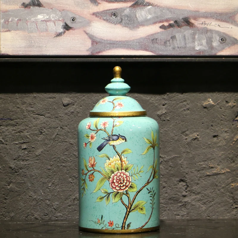 flores e pássaros cerâmica pote ornamentos simples casa decorações ornamentos