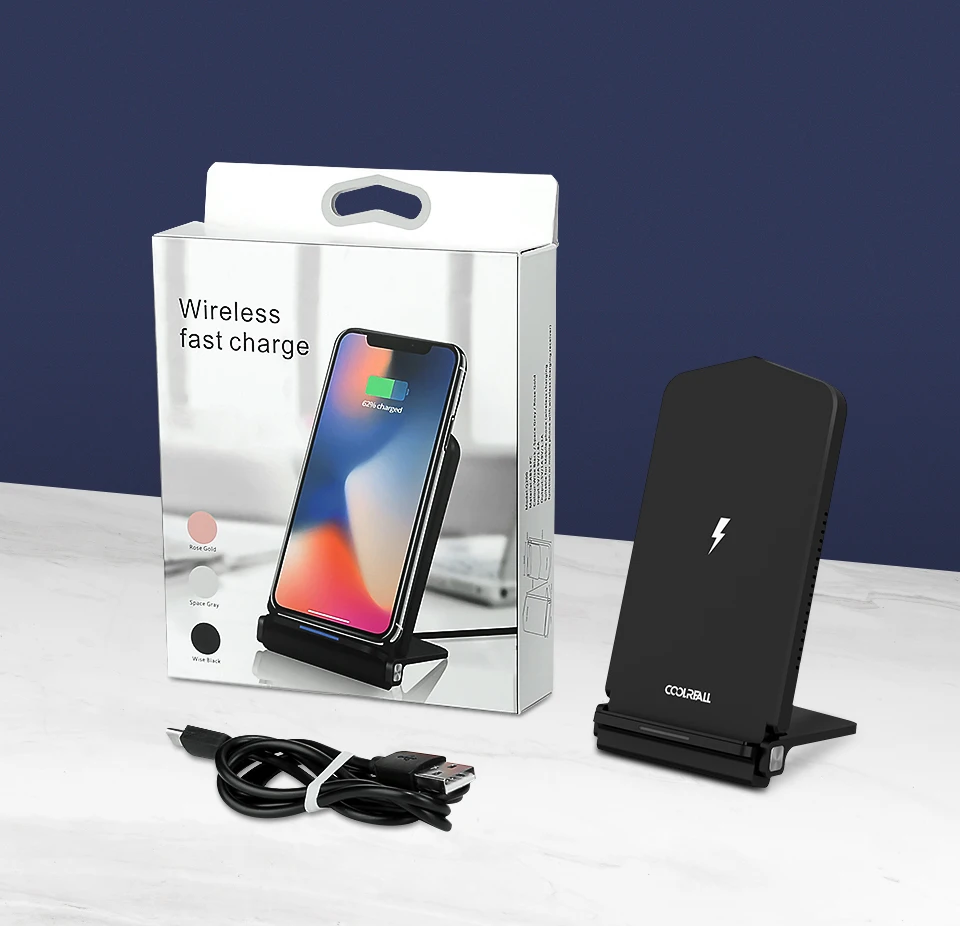 Coolreall Qi 15 Вт Быстрое беспроводное зарядное устройство для Samsung S10 S9 S8 Беспроводная зарядная подставка для iPhone 11 Pro XR XS Max X 8 Plus
