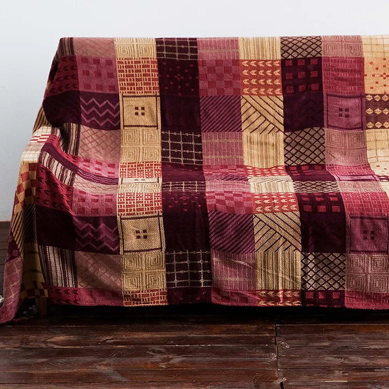 Red Bohemian Chenille Plaids Blanket Sofa Decorative Throws Knit Chair Sofa Towel /Bed/Plane Cobertor with Tassel Tablecloth