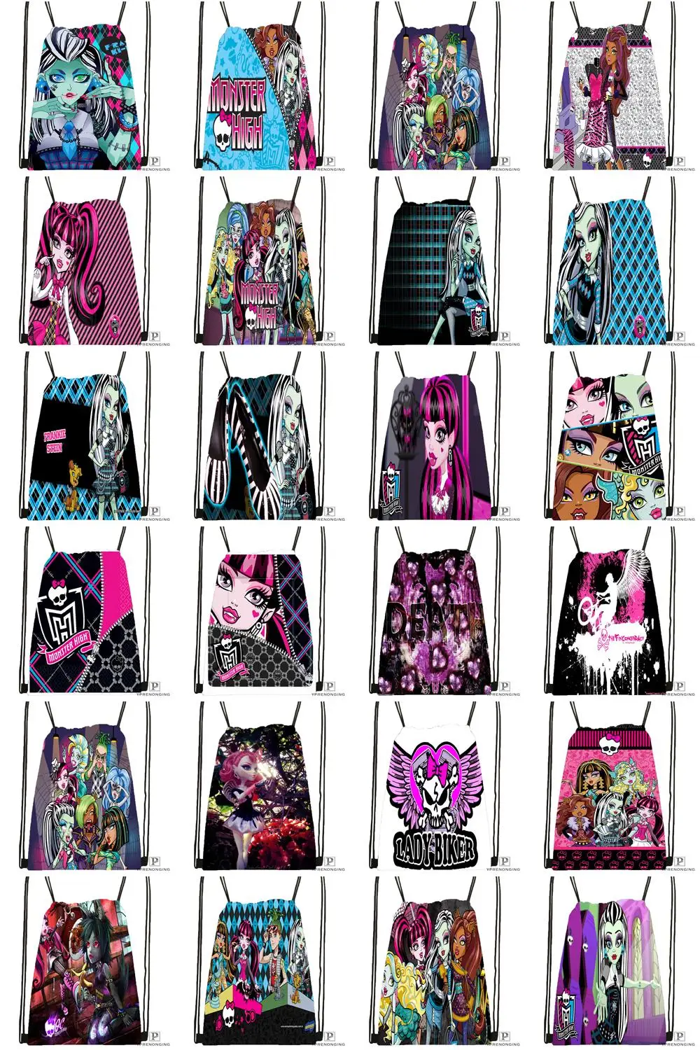 CustomMonster Высокая походная сумка на шнурке милый рюкзак для детей(черная спинка) 31x40 см#180531-04-14