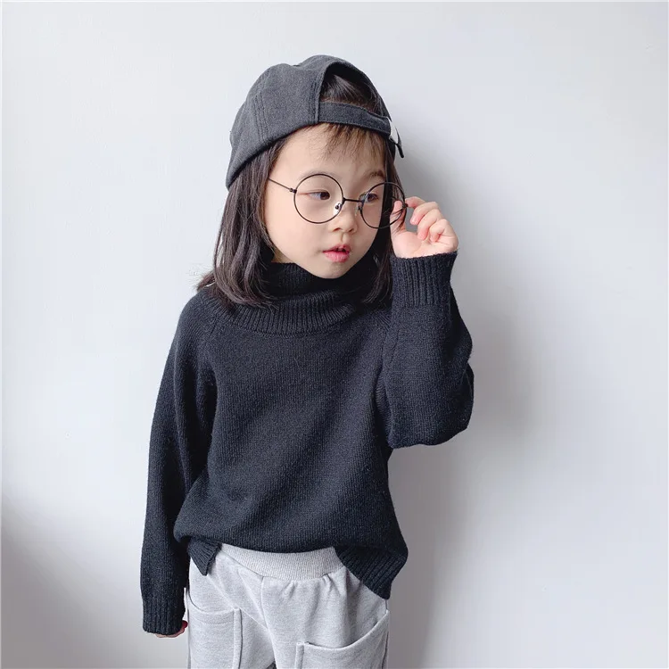 Family Look Korean Casual Solid Color Turtleneck Sweater Mother Daughter Matching Sweaters Autumn Warm Mommy and Me Pullover