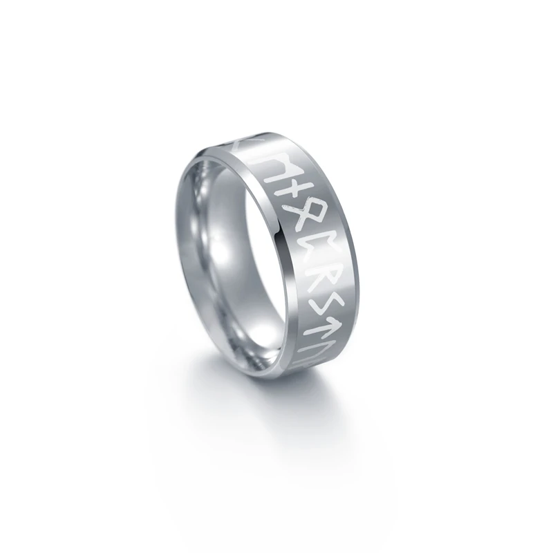 Vintage Norse Rune Stainless Steel Ring - Punk Style Amulet Jewelry