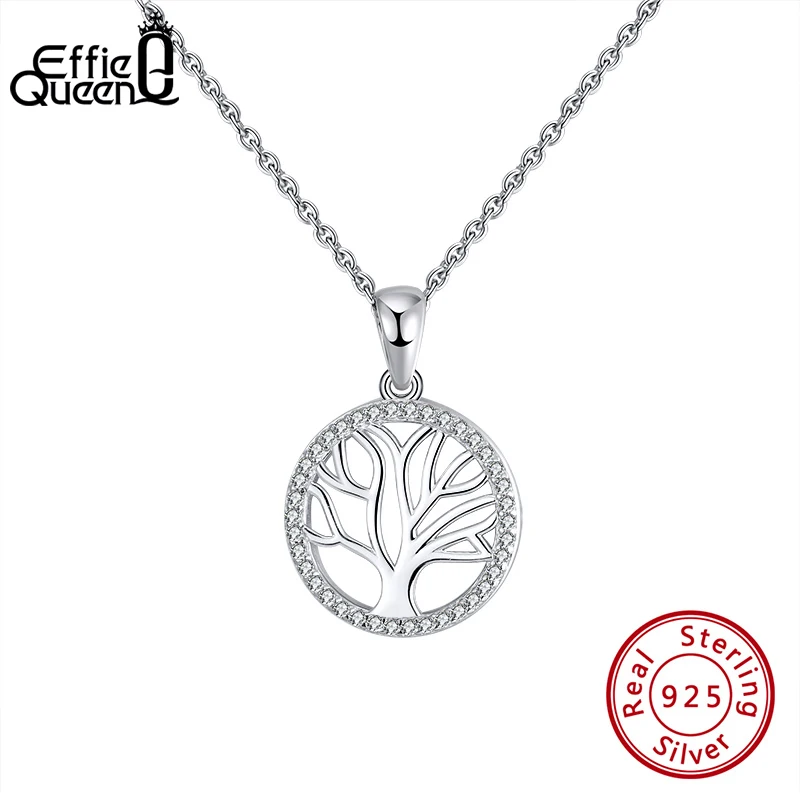 

Effie Queen 100% S925 Silver Tree of Life Pendant Necklaces with AAAA CZ Zircon for Women Fashion Jewelry Party Gifts KSN226