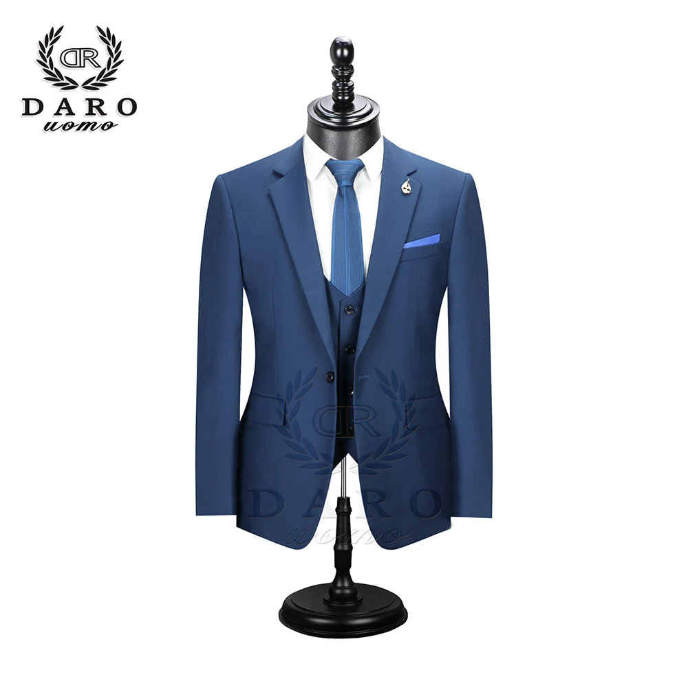Даро мужские костюмы Slim Fit пиджак брюки жилет для работы в деловом стиле и для свадьбы комплект из 3 предметов DR6158 - Цвет: DRV6158-14