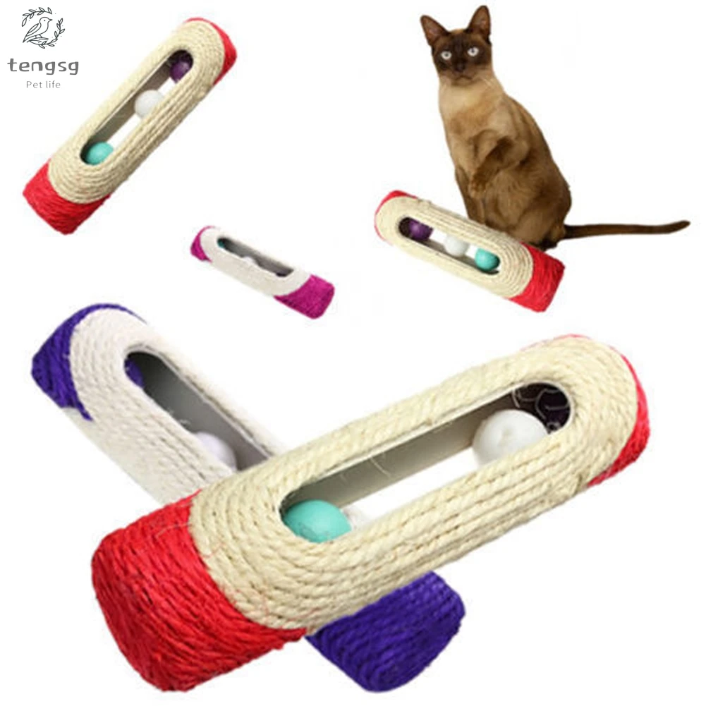 

Cat Interactive Training Scraper Toy Cat Scraper Cat Toy Scraper Rolling Tunnel Sisal Ball Adhesive 3 Ball Toys