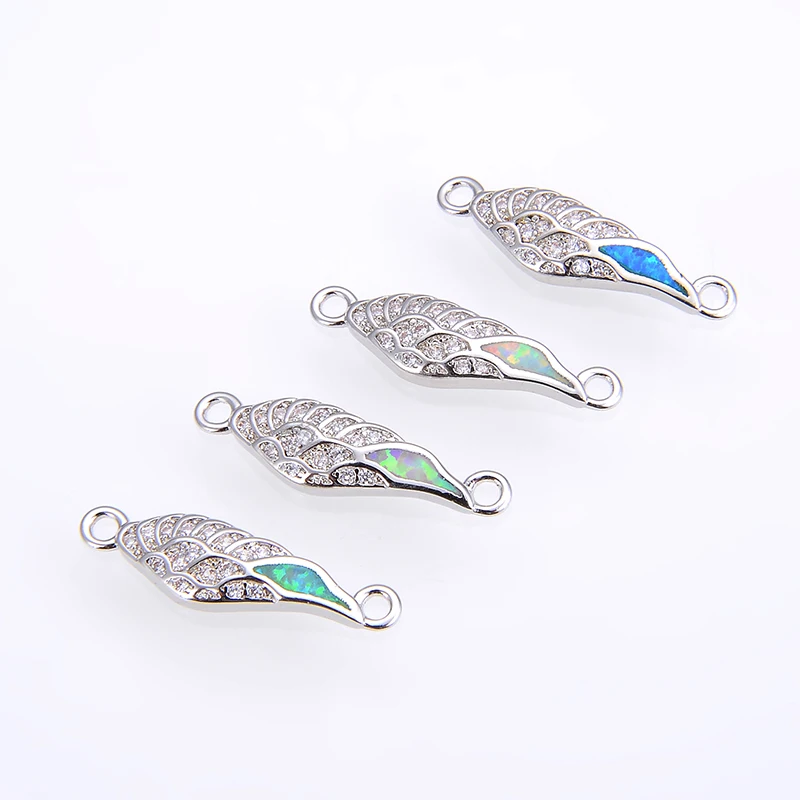 

KAMAF DIY Jewelry Accessories Copper Inlay AAA Zircon Opal Wings Connector Bracelet Necklace Material