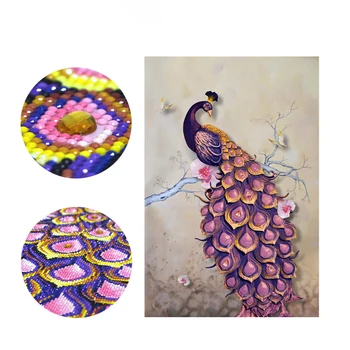 

new sale 5d diamond painting peacock full round diamond home bedroom painting art deco purple painting abstract painting