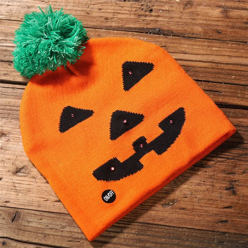 

LED Halloween Glowing Knit Cap Hat Christmas Sweater Beanie Light Up Knitted Hat Halloween Adult Christmas Party