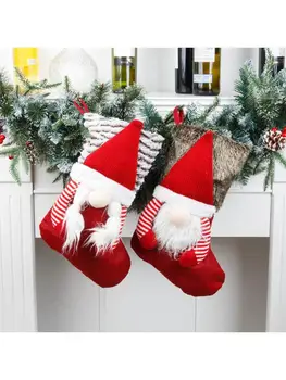 

Christmas Stocking Cute 3D Plush Swedish Gnome Xmas Socks Hanging Fireplace Tree 67JB