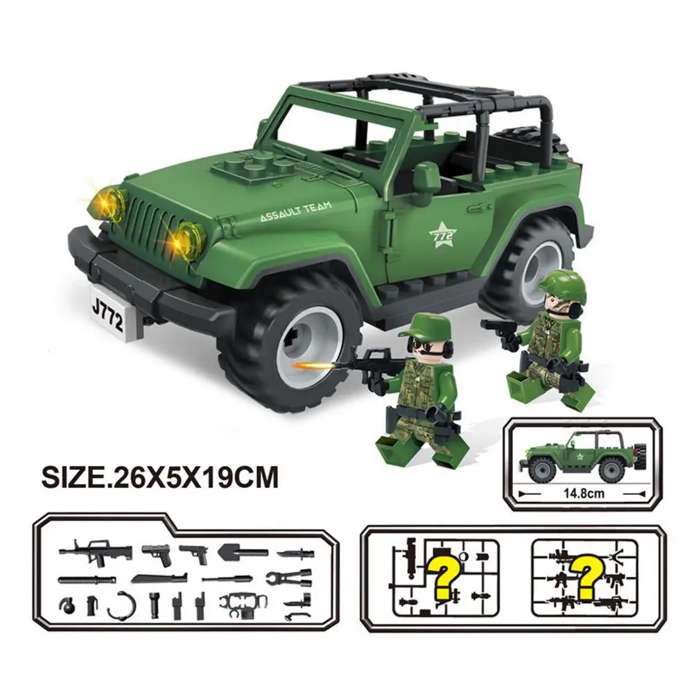Сборные строительные блоки детские игрушки для J772 Wrangler Jeep военный автомобиль внедорожник бой строительные блоки игрушки