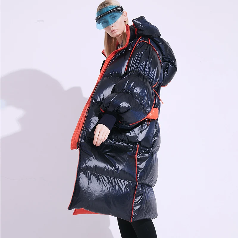 2019 брендовый женский зимний пуховик длинная Роскошная куртка на 90% белом утином