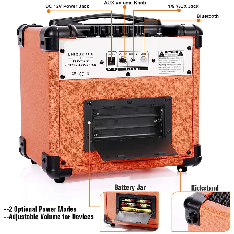 Coolmusic 10G Dual-Powered Electric Guitar Amp Portable Guitar