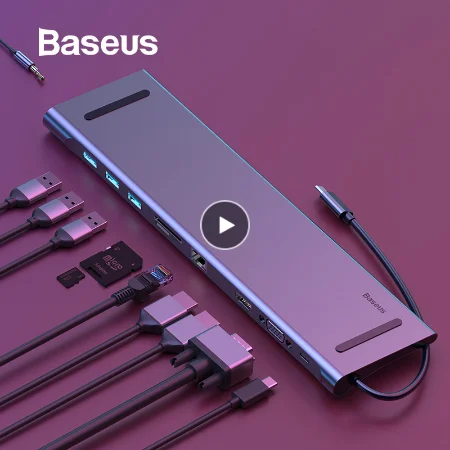 Baseus USB Type C HUB to 3.0 USB HDMI RJ45 USB HUB for MacBook Pro Accessories USB Splitter Multi 1
