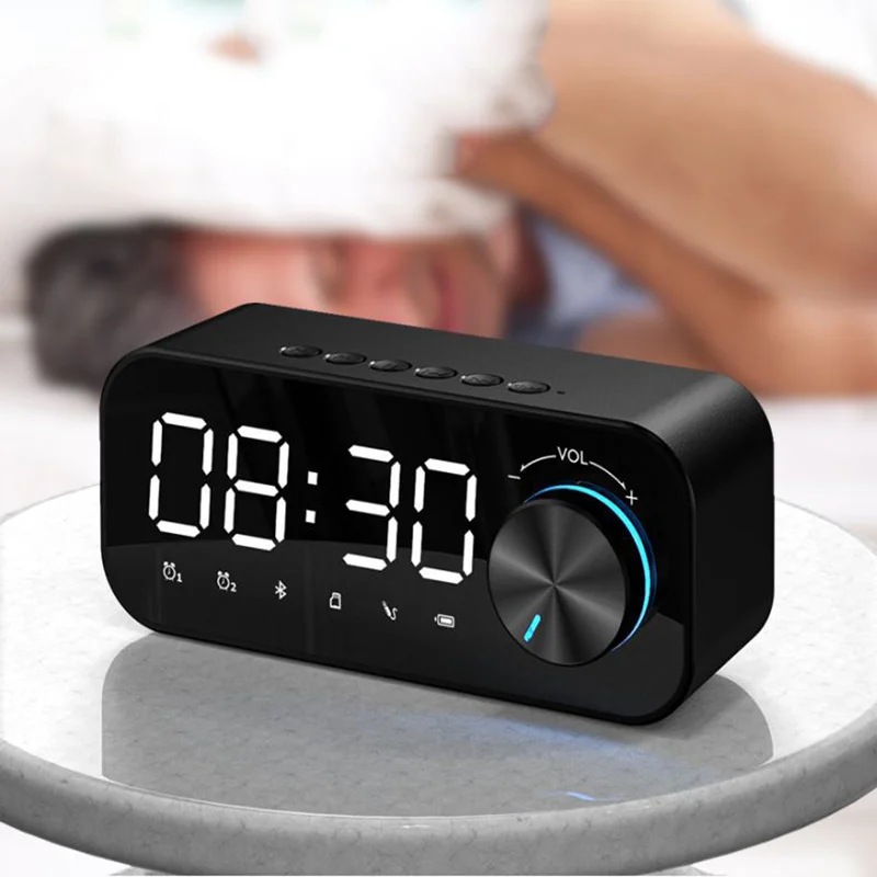 

Bluetooth Digital Radio Alarm Clock Stylish Exquisite Speaker Subwoofer LED Time Display Night Light Bluetooth Support TF Card