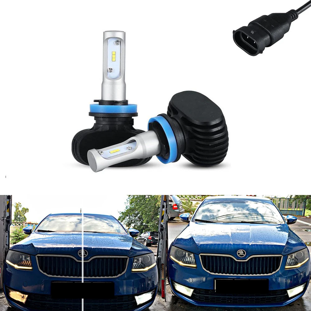 

High Power H8 / H11 LED headlight bulb fog light Tip Headlight 50W 8000LM For Skoda Octavia 3 5E PreFL (2015)