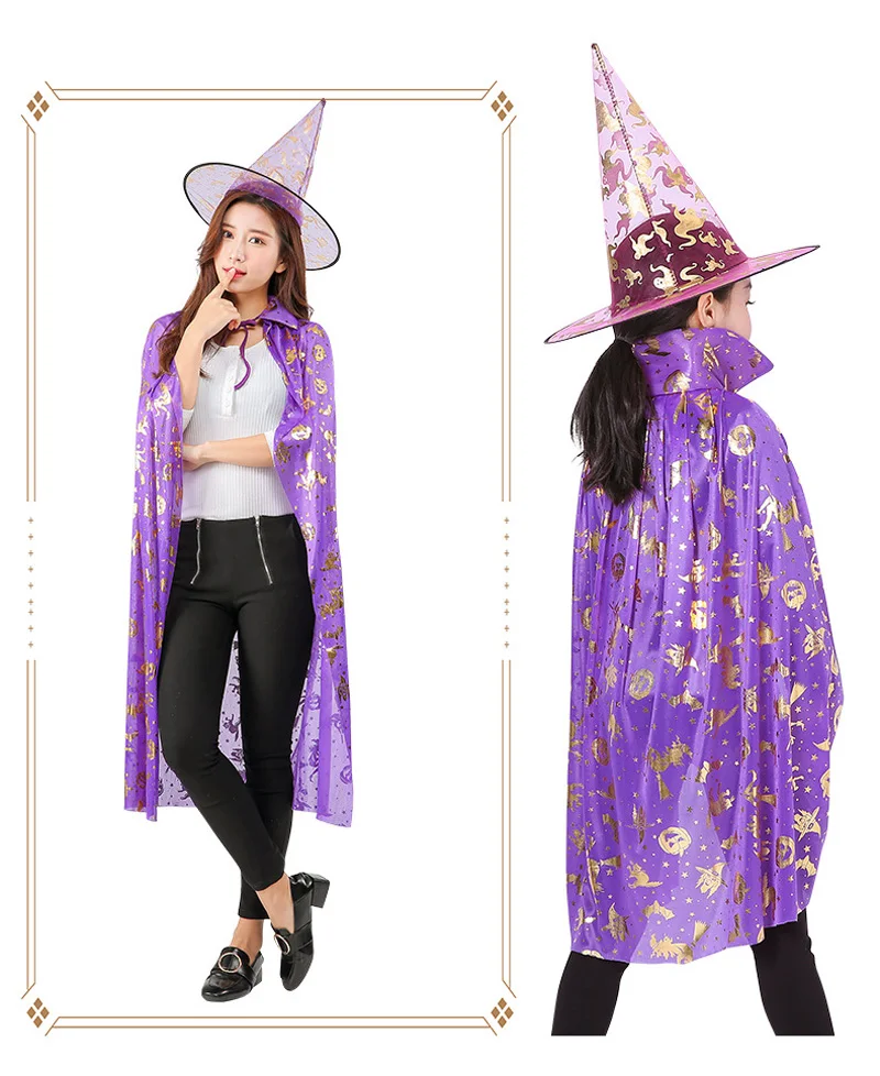Одежда для сна для взрослых, женщин и детей, счастливый красочный день Хэллоуин костюм принцессы комплект волшебник, ведьма накидка халат и капюшоном для мальчиков и девочек; Прямая поставка