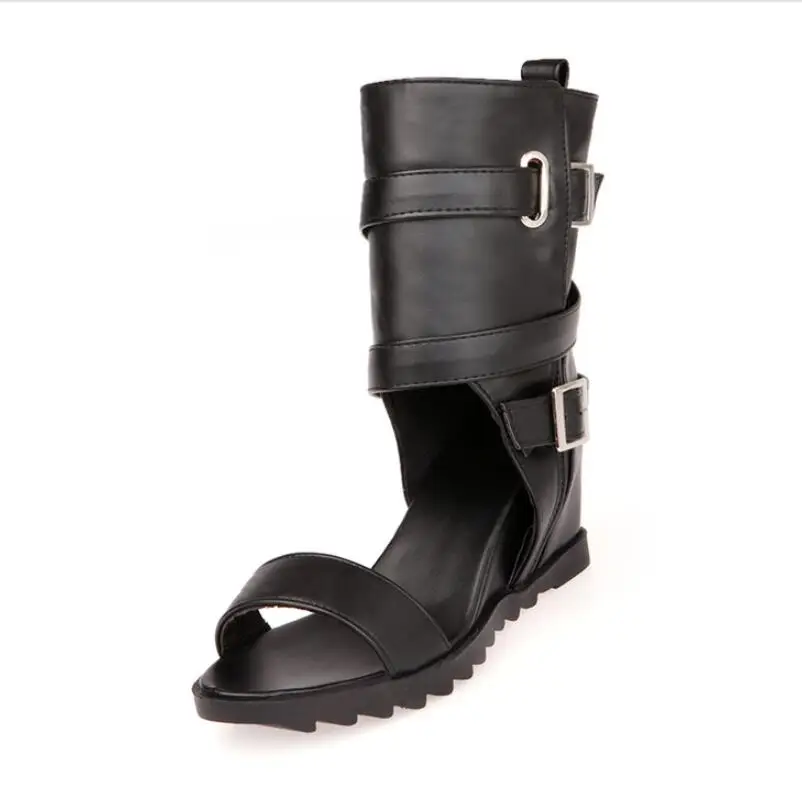 Женские босоножки на танкетке Нескользящие с ремешком и пряжкой вырезами