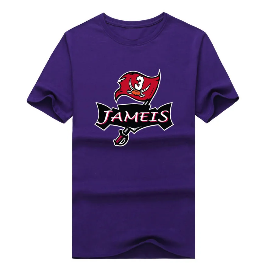 Новинка, Красная футболка с надписью "Bucs Logo" и надписью "Jameis", хлопок, футболка с коротким рукавом, 1019-2 - Цвет: 8