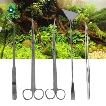 

5pcs/4pcs/3pcs Stainless Steel Aquarium Cleaning Tool Kit Set Scissors Tweezers Algae Scraper Water Plant Trimming Landscape