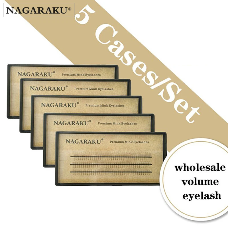 NAGARAKU Volume Eyelashes Mink Lashes Makeup 5 Cases lot Individual Eyelash Handmade High Quality Faux Cila Premade Fan | Красота и