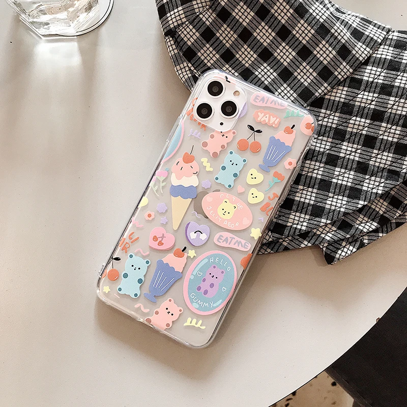 INS ice cream Cute bear soft phone Cases for Huawei P20 P30Lite Mate 20 30 Pro Nova 3 4 5Pro 5i Honor 8X 9X 10 20 V20 Y9