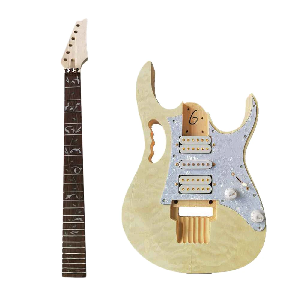 

DIY Electric Guitar Kit Water Ripple Veneer Hard Maple Neck Guitar Parts Set