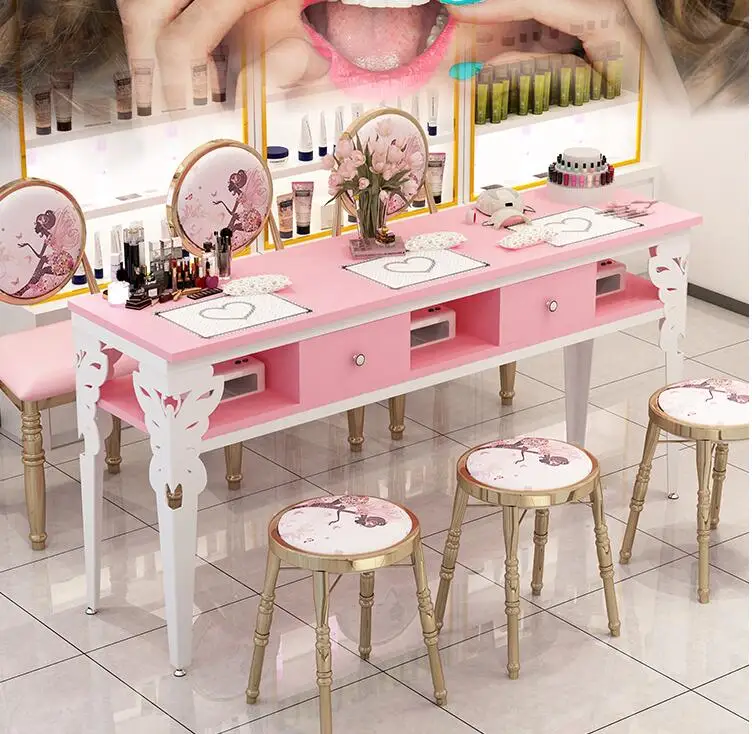 Manicure table simple modern double table and chair suit single small simple manicure table double deck special price economic