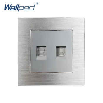 

TEL Data Ethernet RJ45 CAT6 Sockets Wallpad Grey Aluminum Alloy Panel Electric Wall Socket Electrical Outlets For Home