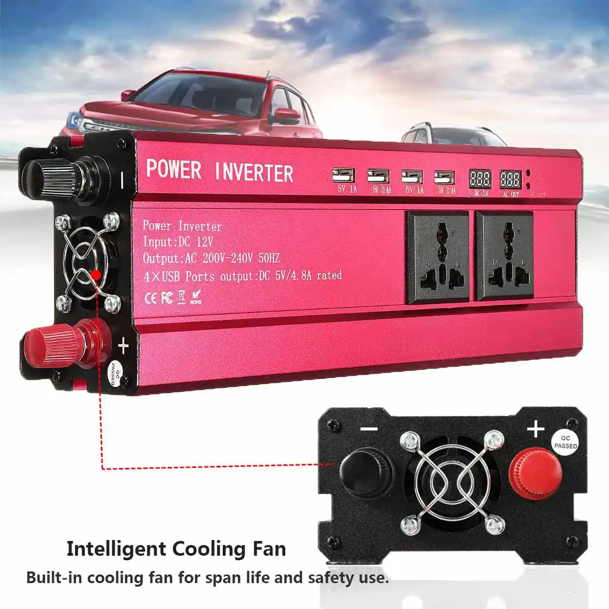 KROAK Auto Inverter DC 12V zu AC 200-240V 8000W Spannung Power Converter Digitale Display Geändert sinus Welle 4 USB Port 3 AC Outlet KROAK Auto Inverter DC 12V zu AC 200-240V 8000W Spannung Power Converter Digitale Display Geändert sinus Welle 4 USB Port 3 AC Outlet