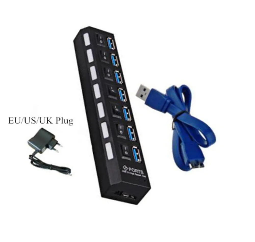 Usb-хаб USB 3 0 концентратор 4/7 порт Мульти сплиттер Hab с адаптером питания USB-HUB 2 USB3.0